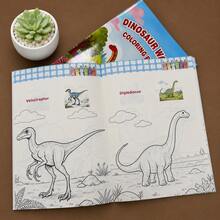 Dinosaur World Coloring Book For Kids, 32-Page Dinosaur Themed Coloring Workbook, Prehistoric Creature Drawing Activity Book, Children's Reading And Writing Toy, Preschool Boys And Girls Birthday Gift - Blue - View 5