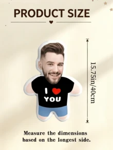 客製化「I Love You」愛心造型抱枕，可上傳個人照片製作專屬臉型靠墊，DIY個性化照片抱枕，情人節驚喜禮物，送給男友或女友的禮物，節日裝飾，情人節禮物，婚禮、生日禮物，女性禮物，週年紀念禮物，萬聖節禮物，聖誕節禮物，感恩節禮物，毛絨娃娃 - 彩色 - 查看 12