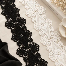 5 Yards Black & White Embroidered Lace Trim, Hollow Water-Soluble Satin Ribbon, Suitable For DIY Decoration And Sewing - A - View 8