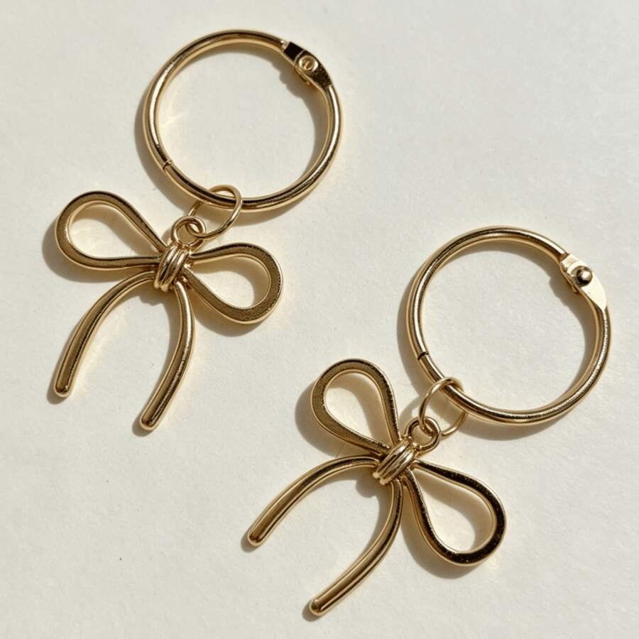 2pcs Bow Heel Decor, DIY Shoe Accessories, Heel Charms, Suitable For Shoes And Boots, Creative Gift Choice For Winter - Gold - View 1