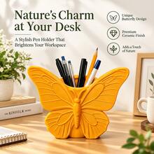 3D Printed Butterfly Shaped Desktop Ornament, 3-In-1 Pen Holder & Small Vase With Embossed Butterfly Pattern, Beautiful Desk Decor, Perfect Gift For BFF & School Friends - Butterfly - View 5
