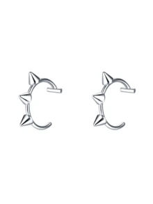 2pcs/1 Pair Punk Style Non-Pierced Lip Rings, Fashionable Personalized Lip Jewelry - Silver - View 4