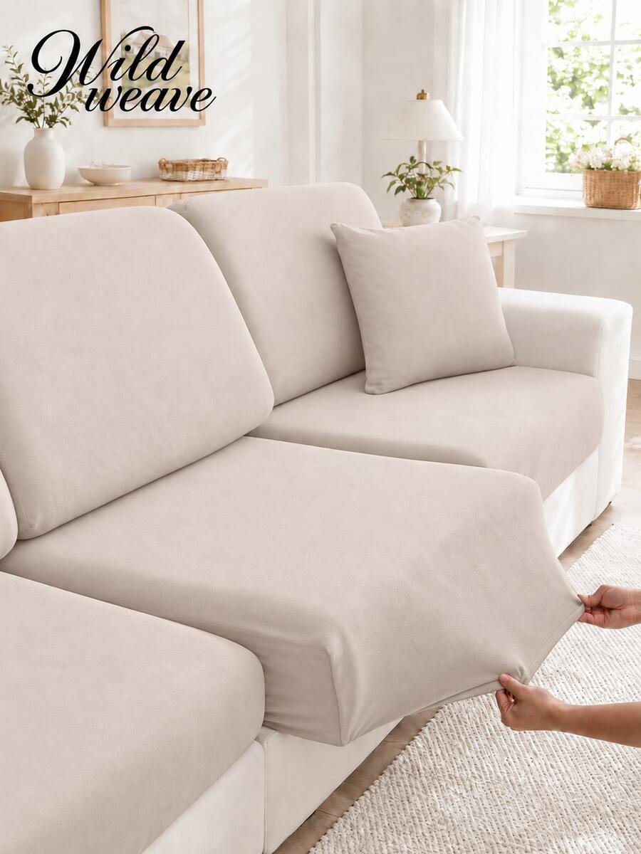 1pc Minimalist Modern Elastic Sofa Cover, Made Of Polyester Fiber, Machine Washable, Dust-Proof, All-Season Use, Removable And Washable Cap-Style Sofa Cushion Cover