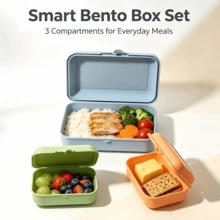 Set Kotak Bento, 1 Wadah Besar dan 2 Wadah Kecil Berbagai Ukuran, Kotak Bekal Hemat Ruang untuk Penyimpanan di RV, Cocok untuk Kembali ke Sekolah, Kerja, Piknik, Pesta, dan Liburan - MultiWarna - View 18