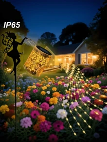 Metal Solar Watering Can Light IP65 Waterproof Auto On/Off Hollow Bronze Color Garden Stake Light Christmas Halloween Outdoor Yard Lawn Pathway Decoration Fairy String Lights Landscape Decor - A - View 7