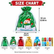 35 Pack Christmas Gift Bags Set, 5 Drawstring Gift Bags 24 X 32 Cm With 30 Assorted Christmas Gift Tags & Ties, Metallic And Printed Holiday Gift Packaging Bags For Xmas Party Presents - Multicolor - View 2