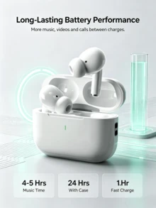 Wireless Bluetooth In-Ear TWS Earbuds, Stable Bluetooth Connection, Touch Control, Large Capacity Charging Case, Stereo Audio And Clear Hands-Free Calls, Suitable For Office And Music - White - View 3