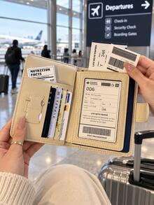 Rfid Blocking Passport Holder, 1pc Pu Leather Crocodile Pattern Travel Wallet, Multi Card Slots, Id Window, Credit Card & Boarding Pass Organizer, Snap Closure Airplane Embossed Passport Cover Case For Women Men, International Travel Essentials - A - View 7