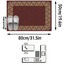 1PC Burgundy Border Wavy Area Rug, Faux Cashmere Material Rectangular Classic European Geometric Pattern, Machine Washable Suitable For Living Room Bedroom Daily Home Decor, Aesthetic Home Decoration - Multicolor - View 17