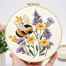 1PC 20*20cm/7.9*7.9in, Beautiful Flowerbed Embroidery Kit, DIY Handmade Embroidery Set For Adult Beginners, Home Gift, Women's Sewing Gift, Including User Manual, Printed Pattern Fabric, Embroidery Frame, Needle And Thread. - 20*20cm/7.9*7.9in - View 12