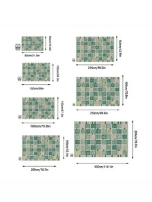 1PC Green Pink Yellow Plaid Totem Square Area Rug, Faux Cashmere Material Rectangular Vintage Pattern, Machine Washable Suitable For Living Room Bedroom Daily Home Decor, Aesthetic Home Decoration - Multicolor - View 3