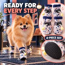 4pcs/Set Waterproof Pet Dog Shoes, Dolphin Shape, PVC Material With Anti-Slip Function, Waterproof Anti-Slip Soft Cushion Sole, Equipped With Adjustable Paw Protection Device, Suitable For Puppies, Small Dogs, Medium Dogs, Ideal For Outdoor Walking, Hiking, Wading On Wet Surfaces. - Multicolor - View 7