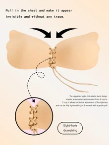 2pcs/1pc Women's Invisible Self-Adhesive Bra, Adjustable Drawstring, Backless Bra, Suitable For Women's Breast Pads, Thickened Breast Pads, Spaghetti Strap Dresses And Wedding Dresses. - Multi-color - View 1