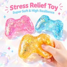 1pc Handle-Shaped Stress Relief Toy, Soft Squeeze Fidget Toy, Portable Desk Decor, Exquisite Holiday Gift - Multicolor - View 1