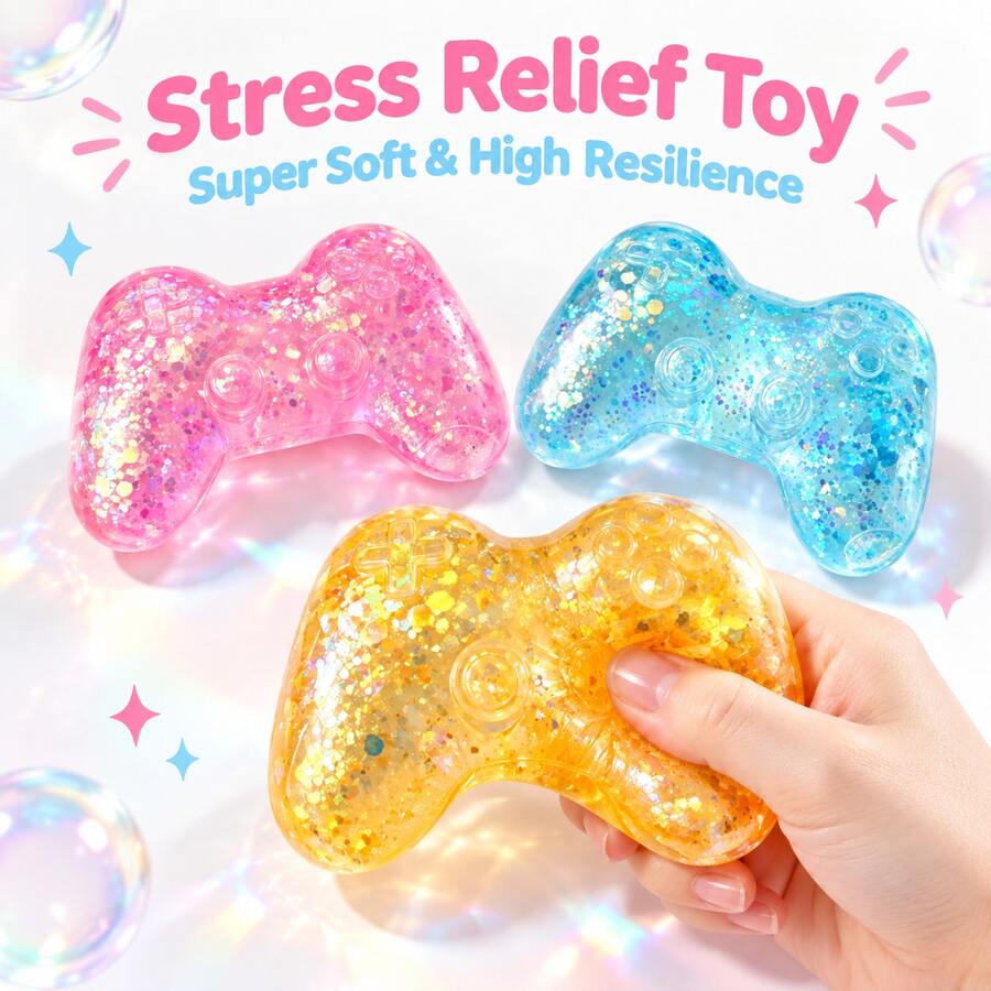 1pc Handle-Shaped Stress Relief Toy, Soft Squeeze Fidget Toy, Portable Desk Decor, Exquisite Holiday Gift - Multicolor - View 1
