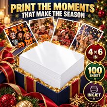 4*6 Inch High Glossy Photo Paper, 100 Sheets Inkjet Printable Photo Paper For Photos, Scrapbooks, DIY Greeting Cards, Halloween Thanksgiving Christmas New Year Party & Holiday Gift Making - 100 Sheets - View 1