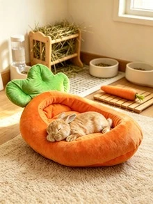 1pc Pet Mat Rabbit Bed Pad, Rabbit Winter Warm Bed Pad, Hamster Bed Guinea Pig Bed, Suitable For Hamsters, Rabbits, Guinea Pigs And Other Small Pets All Season Sleep Bed - Round - View 4