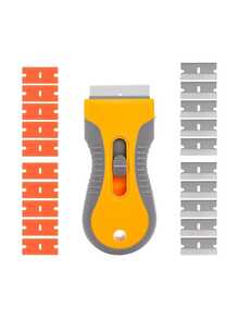 1set Razor Blade Scraper, Glass Scraper Scraping Tool With 10PCS Steel &10pcs Plastic Extra Blades For Removing Stickers, Papers, Food Residue, Paint, Glue From Oven, Window - Multicolor - View 7