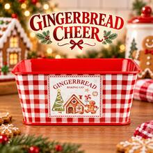 1pc Mini Metal Christmas Planter Boxes, Rectangular Holiday Flower Pots With Buffalo Plaid, Joy And Gingerbread Prints, Decorative Plant Containers For Tabletop, Home Decor, Party And Gift Basket - Christmas Flower Pot - View 10
