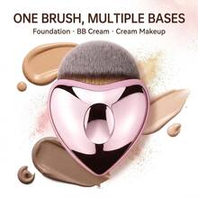 Pink Foundation Brush - Seamless Makeup Remover Brush, Suitable For Liquid Foundation And BB Cream. Heart-Shaped Makeup Brush - Portable Version - Pink - View 9