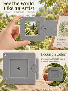 2pcs Gray Adjustable Drawing Viewfinder, Portable Sliding Composition Tool With Color Observation Hole, Suitable For Sketching, Painting, Still Life Composition And Outdoor Landscape Sketching - A - View 9