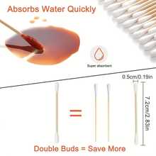 400/1200pcs Wooden Handle Cotton Swabs - No Fragrance Type, Double Round Head Cotton Swabs, Suitable For Ear Cleaning, Makeup Cleaning, Electronic Device Cleaning, Disposable Multi-Purpose Stick, Essential For Personal Care - Multicolor - View 2