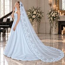 Elegant Bohemian Lace Bridal Veil With Long Train, Built-In Metal Comb, Suitable For Vienna Cathedral And Church Weddings - Multicolor - View 15