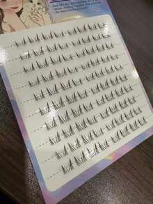 80pcs Lower Eyelashes Women's Group False Eyelashes B Curl Segmented Realistic Korean Style Slouchy ACE Trilogy Eyelashes Suitable For Beginners Natural Single Cluster - B - View 8