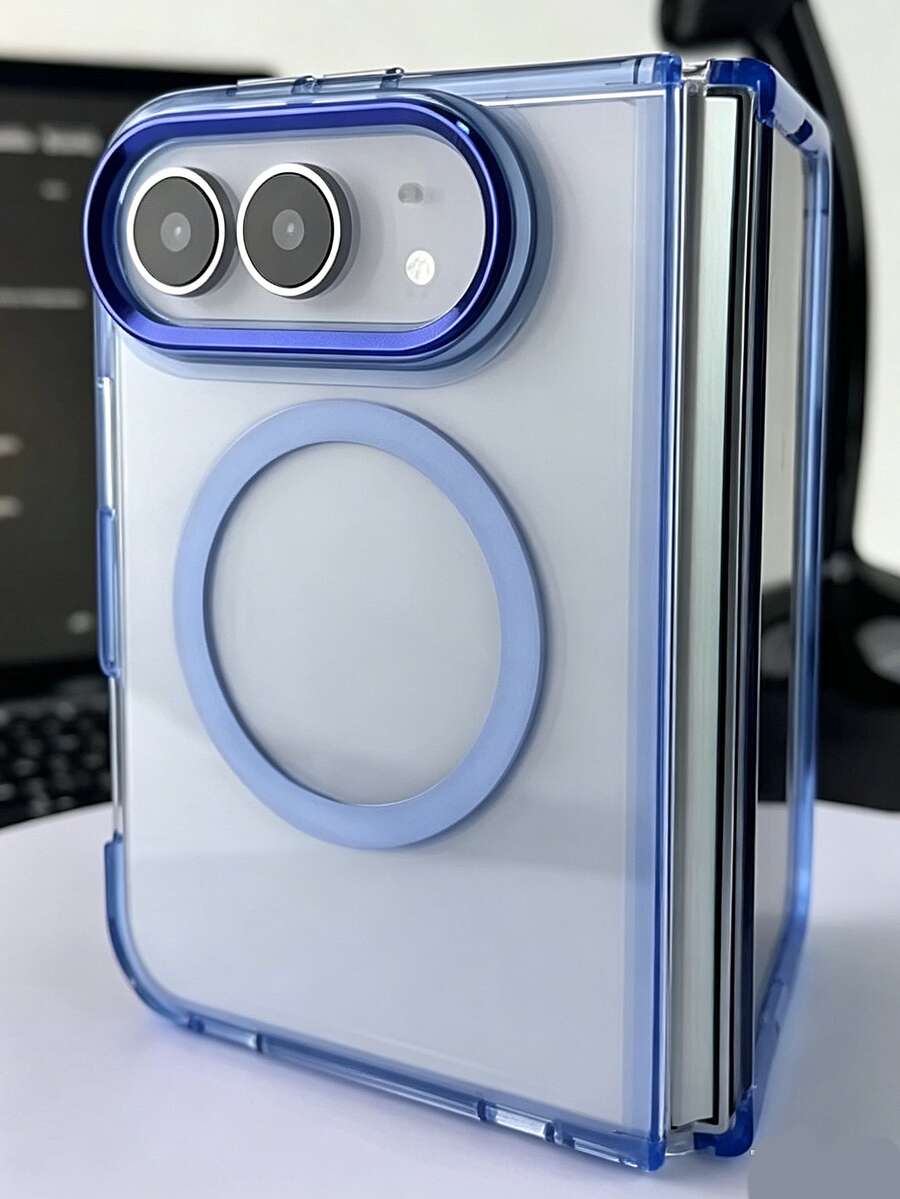 بطانية هاتف فاخر مطلي بالكهرباء بملمس جلدي شفاف شفاف مغناطيسي متوافق مع آيفون Duo Ultra Fold شحن لاسلكي مقاوم للصدمات بطانية خلفي واقي