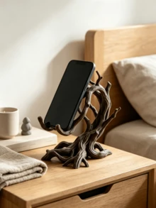 1pc Tree Root Resin Phone Stand, Vintage Country Style, Phone Holder For Workspace, Bedside Table, Living Room Desktop Decoration, Office Desk Phone Holder, Home Decor Artistic Shaped Stand - 1pc - View 5