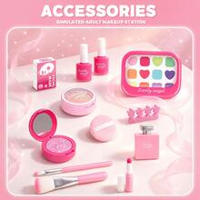 Girls Pretend Makeup Toy Set, Children's Simulation Makeup Role Play - Multicolor - View 10