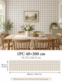 SUPSTICKER 1PC Sage Green, Yellow & Gray Gingham Peel And Stick Wallpaper, Self Adhesive Removable PVC Checkered Decor For Kitchen Bedroom Cabinets - 1PC - View 17