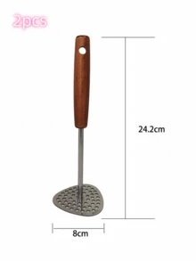 Stainless Steel Potato Masher With Wooden Handle, Handheld Potato Masher, Multifunctional Auxiliary Food Masher, Food Masher For Pumpkin, Purple Sweet Potato, Potatoes And Other Vegetables, Cooking And Kitchen Gadgets - Multicolor - View 12