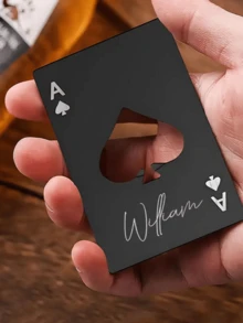 1/2/3/Pcs Personalized Stainless Steel Bottle Opener With Name/Information- Ace Design(Spade Symbol And Heart Jack Style)- Heavy-Duty Keychain-Style Keyring, Suitable For Men, Wedding Gift, Birthday Gift- Can Be Engraved With Name - Multicolor - View 3