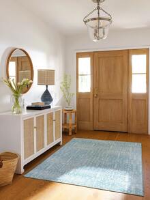 1 Buah Karpet Area Motif Bunga Geometris Biru Muda & Putih, Bahan Kasmir Imitasi, Bentuk Persegi Panjang, Pola Bohemian Vintage Usang, Dapat Dicuci dengan Mesin, Cocok untuk Ruang Tamu, Kamar Tidur, Dekorasi Rumah Sehari-hari, Dekorasi Rumah Estetis - MultiWarna - View 5