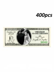 20/40/60/80/100/200/400張客製化照片100美元鈔票，個性化婚禮派對伴手禮假鈔，客製化週年歡迎裝飾，客製化姓名文字印刷，將您的臉印在鈔票上，派對假鈔，婚禮裝飾，道具鈔票 - 多色5 - 查看 12