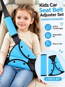 2pcs Kids Car Seat Belt Adjuster + Shoulder Pad Set, Anti-Choke Shoulder Belt Positioning Protector, Soft Comfortable Detachable, Car Seat Accessories For 3-6 Years Old Children - Multicolor - View 6