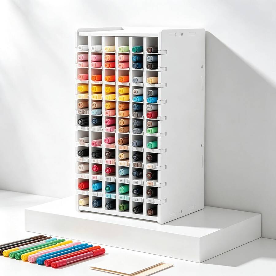 1 Set Large Colorful Coded Marker Set | Multiple Grid Options, With Storage Box, Suitable For School Projects, Art Classes And Student Artists - A - View 1