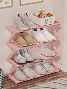 Z-Shaped Plastic Shoe Rack Floor-Standing Storage Rack Multi-Functional Large Capacity Storage Rack Easy To Assemble Home Dormitory Essential Space-Saving Suitable For Living Room Bedroom Home Decoration - Multicolor - View 7