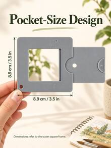2pcs Gray Adjustable Drawing Viewfinder, Portable Sliding Composition Tool With Color Observation Hole, Suitable For Sketching, Painting, Still Life Composition And Outdoor Landscape Sketching - A - View 2