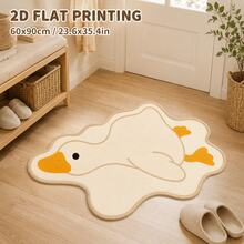 2D Flat Cartoon White Goose Pattern Carpet, Irregular Shaped Rug, Decorative Carpet, Bedroom Decor, Small Rug, Carpet, Home Decor, Living Room Carpet, Bedroom Carpet, Outdoor Carpet, Washable Carpet, Short Pile Carpet, Cutting Error 1-5 Cm - Multicolor - View 2