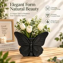 3D Printed Butterfly Shaped Desktop Ornament, 3-In-1 Pen Holder & Small Vase With Embossed Butterfly Pattern, Beautiful Desk Decor, Perfect Gift For BFF & School Friends - Butterfly - View 3
