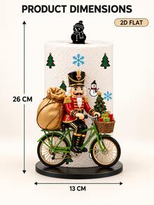 2D FLAT Christmas Decorative Paper Towel Holder - Kitchen Paper Towel Rack (No Power Light) - Desktop Paper Towel Holder (Combines Display And Storage Functions), Fun Cycling Nutcracker Design, Suitable For Kitchen, Bathroom, Living Room And Dining Room, Decorative Ornament To Create A Warm Christmas Atmosphere - Multicolor - View 6