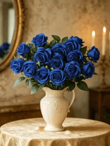Set 2 Buah, Mawar Buatan, Cocok untuk Papan Selamat Datang Pernikahan, Papan Resepsi Pernikahan (Biru), Hadiah Hari Valentine - Biru - View 4