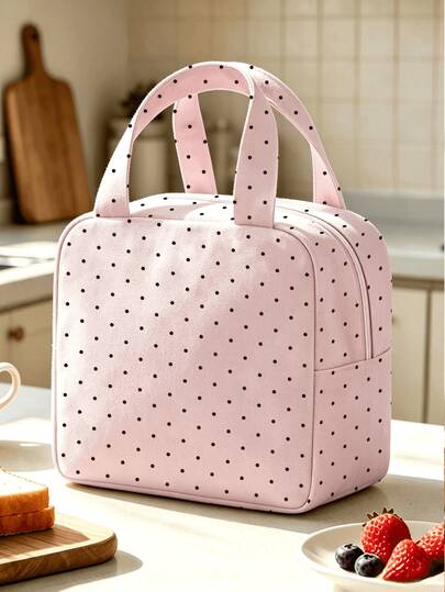 New Polka Dot Print Handheld Lunch Bag, Outdoor Picnic Storage Bag, Makeup Bag, Toiletry Bag, Travel Storage Bag, Lightweight Portable Handheld Travel Makeup Storage Bag, Toiletry Bag, Women's Small Handbag, Non-Food Contact Material, Daily Storage Bag, Outdoor Travel Luggage Storage Bag, Yoga Fitness Bag, Travel Luggage Organizer Bag, Portable Compact Style, Top Handle Makeup Bag, Simple Casual Large Capacity Commuter Bag, Fashion Polka Dot Shoulder Bag