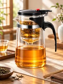 1 bình pha trà thủy tinh nút nhấn, ấm trà lọc tách rời chịu nhiệt có tay cầm dùng cho trà lá rời, dùng cho gia đình và văn phòng - Nhiều màu - Xem 3