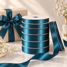 25 Yards Ink Blue Encrypted Polyester Ribbon, Width 0.6-4.0cm Optional, Good Drape And Easy To Cut, Suitable For Wedding Decor, Bouquet Wrapping, Christmas Gift Bundling, DIY Bow Knots, Floral And Aromatherapy Candle Decoration - Ink Blue - View 8