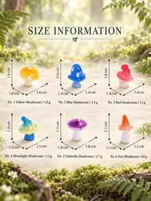 3pcs/Set 6 Colors Mushroom Garden Decor, ABS Resin Decorative Mushroom Figurines, Suitable For Fairy Garden, Flower Pot, Micro Landscape And Home Garden Decoration - Colorful Mushroom - View 9