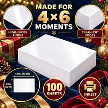 4*6 Inch High Glossy Photo Paper, 100 Sheets Inkjet Printable Photo Paper For Photos, Scrapbooks, DIY Greeting Cards, Halloween Thanksgiving Christmas New Year Party & Holiday Gift Making - 100 Sheets - View 2