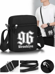 1pc/2pcs "Brooklyn 96" Pattern Print Unisex Street Fashion Outdoor Sports Baseball Cap And Crossbody Bag, Adjustable, Gift For Yourself Or Friends - Multicolor - View 3